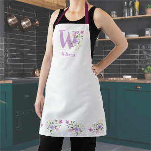 Erster & Name mit Blumendesign auf einer Schürze