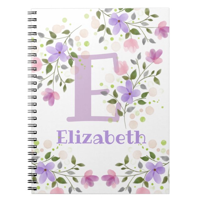 Erster Name plus Name Elizabeth mit Blume Notizblock (Vorderseite)