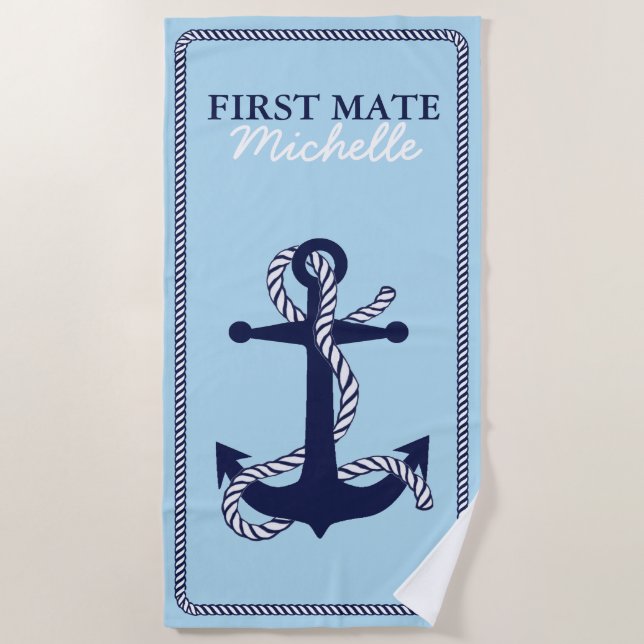 Erster Offizier der Rope and Anchor Navy ID402 Strandtuch (Vorderseite)