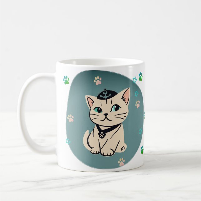Erster Partner von Mischief Cat Lover Geschenk Kaffeetasse (Links)