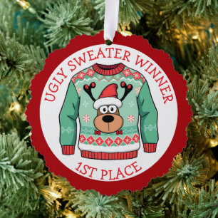 Erster Platz Hässlicher-Schwester-Gewinner Weihnac Ornament Karte