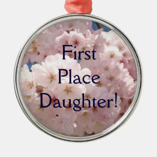 Erster Platz Tochter Schmuck Rosa Blüten Auszeichn Ornament Aus Metall