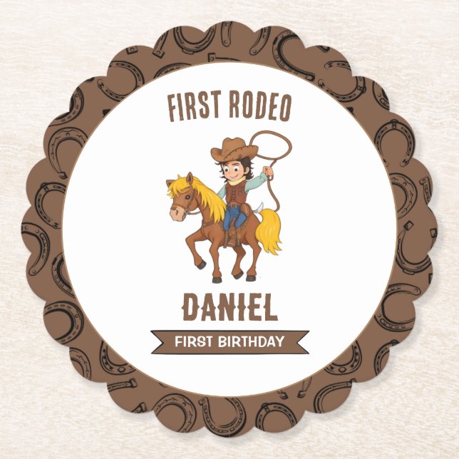 Erster Rodeo Cowboy 1. Geburtstag Untersetzer (Vorderseite)