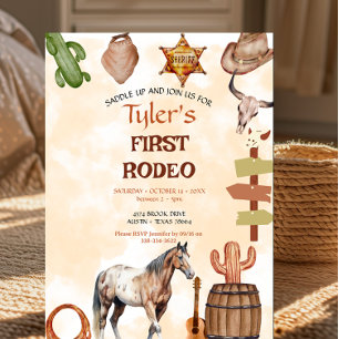 Erster Rodeo Cowboy Wilder Westen Western Jungen G Einladung