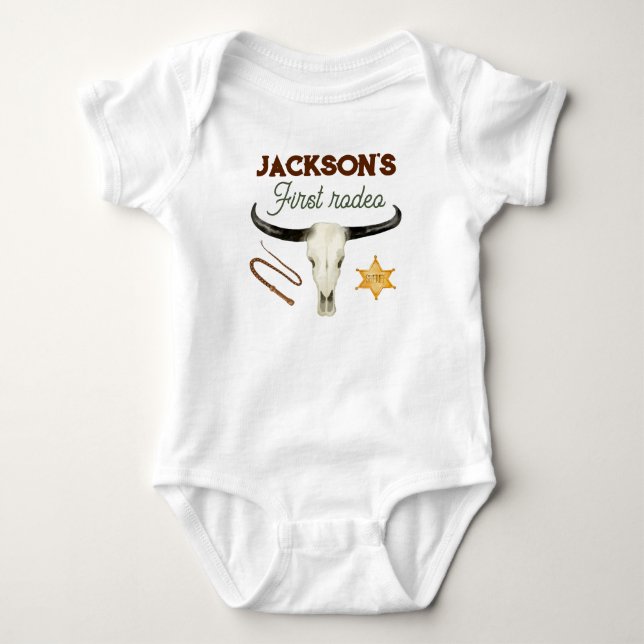 Erster Rodeo-Geburtstag Baby Strampler (Vorderseite)