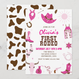 Erster Rodeo Hot Pink Western 1. Geburtstag Einladung
