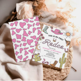 Erster Rodeo Pink West 1. Geburtstag Einladung