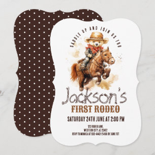 Erster Rodeo Teddybär Pferd Junge Erster Geburtsta Einladung