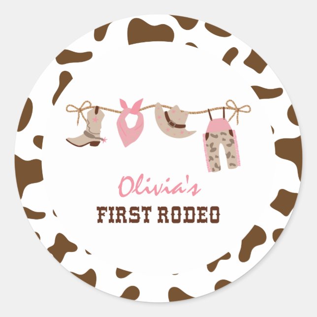 Erster Rodeo Western Cowboy 1. Geburtstag Runder Aufkleber (Vorderseite)