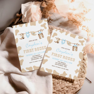 Erster Rodeo Western Cowboy Pastel 1. Geburtstag Einladung