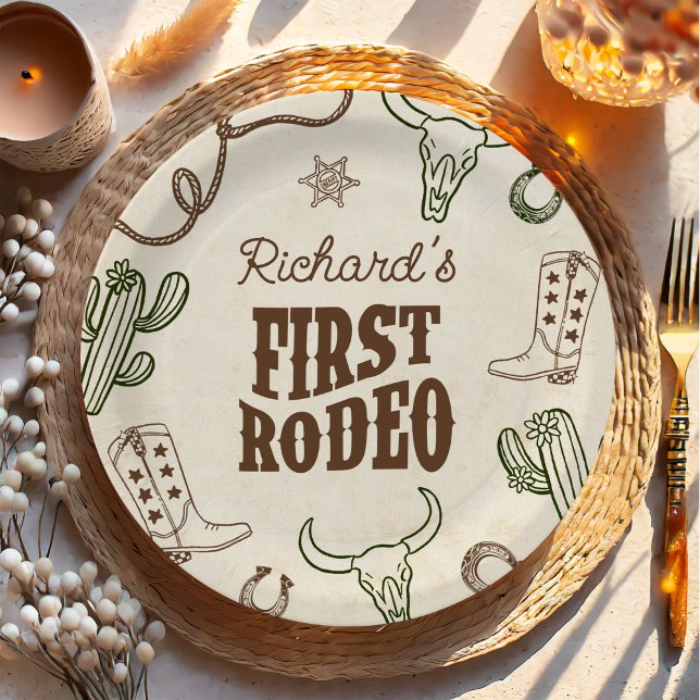 Erster Rodeo Western Junge 1. Geburtstag Pappteller (Von Creator hochgeladen)