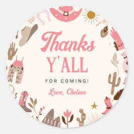 Erster Rodeo Western Wild West Cowgirl Pink Birthd Runder Aufkleber