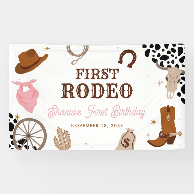 Erster Rodeo Western Wild West Girl Banner (Horizontal)