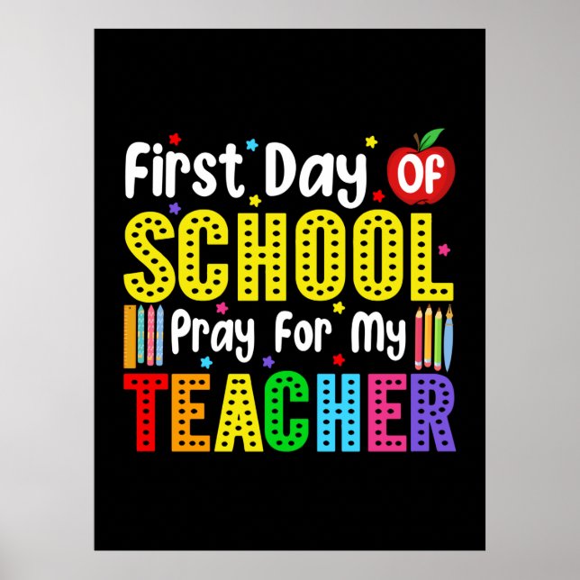 Erster Schultag betet für meinen Lehrer Poster (Vorne)