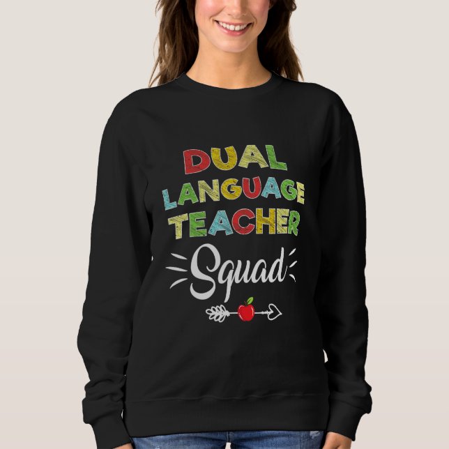 Erster Schultag Cooler zweisprachiger Lehrer Squ Sweatshirt (Vorderseite)
