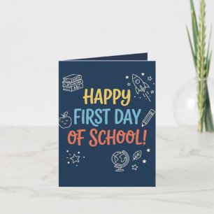 Erster Schultag Lehrer Willkommensnotiz Navy Karte