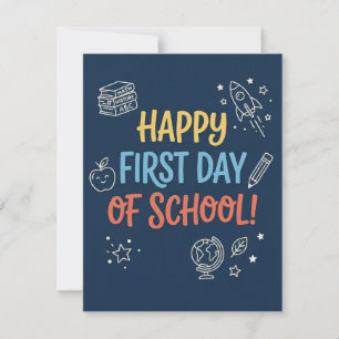 Erster Schultag Lehrer Willkommensnotiz Navy Karte