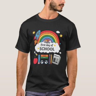 Erster Schultag Regenbogen Lehrer Mädchen Jungen T-Shirt