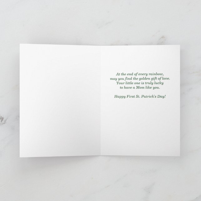 Erster St. Patrick's Day als Mutter Woodland Reh Karte (Innenseite)