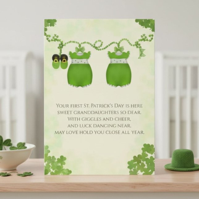 Erster St. Patrick's Day für Zwillings-Enkelinnen Karte (Von Creator hochgeladen)