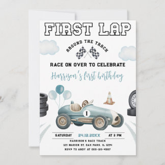 Erster Startwagen rund um den Track 1. Geburtstag Einladung