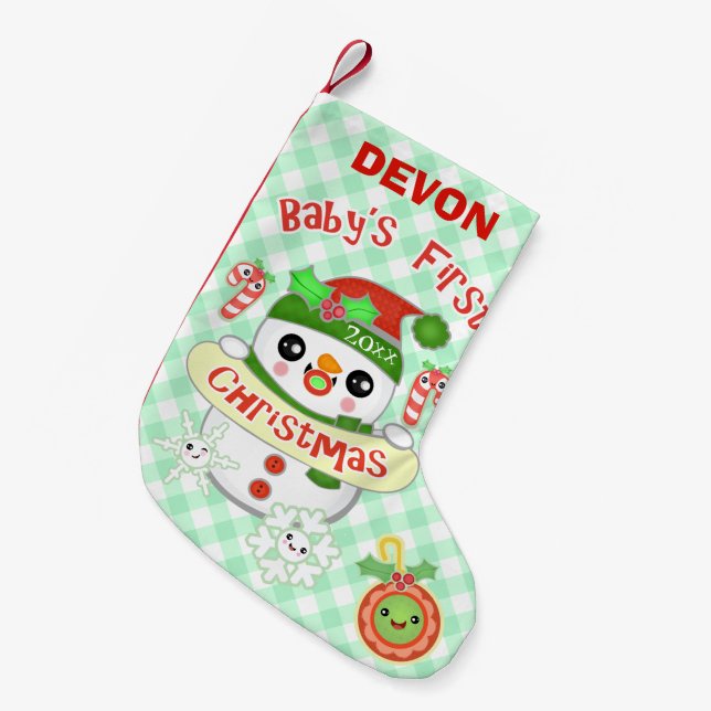 Erster Strumpf kundenspezifischen Kawaii Babys Kleiner Weihnachtsstrumpf (Vorderansicht (hängend))