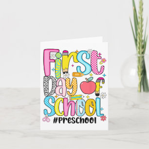Erster Tag der Preschool-Lehrerin Kinderjunge Prep Karte