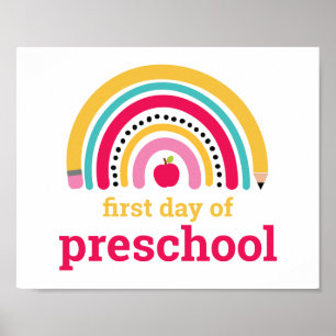 Erster Tag der Regenbogensignatur der Vorschule Poster