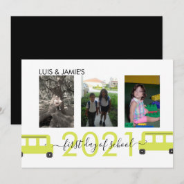 Erster Tag der Schule Bus Script Foto-Karte Einladung