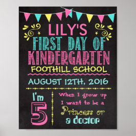 Erster Tag des Kindergarten Chalkboard Poster