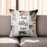 Erster Tag des Vaters 6 FotoCollage Kissen<br><div class="desc">Feiern Sie die Freude am ersten Vatertag eines neuen Vaters mit dem "Ersten Vatertag" 6 Foto Collage Wirbel Kissen, ein herzliches und personalisiertes Geschenk. Dieses individuell gestaltete Kissen mit sechs hochgeschätzten Fotos bietet unvergessliche Momente von seiner Reise in die Vaterschaft. Um die Fotos herum ist die liebevolle Botschaft "Erster Vatertag",...</div>