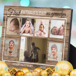 Erster Tag des Vaters als Großvater 7 Foto Collage Fotoplatte<br><div class="desc">Ein schlichtes und unvergessliches Erstvatergeschenk für den neuen Großvater personalisiert mit 7 seiner Lieblings- und Papa-Fotos.</div>