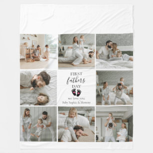 Erster Tag des Vaters - Kinderfußabdrücke und rosa Fleecedecke