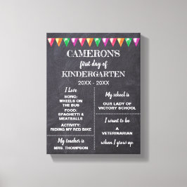 Erster Tag Kindergarten Chalkboard über mich unter Leinwanddruck