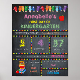 Erster Tag Kindergarten-Sign-MIRL, Chalkboard Poster