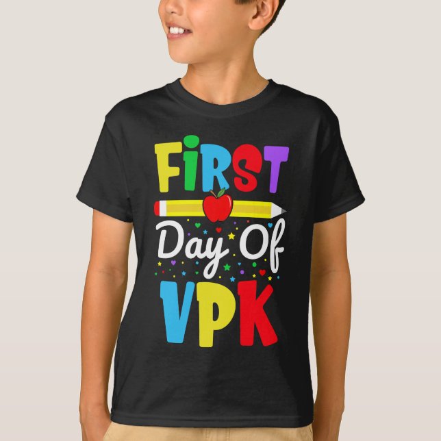 Erster Tag VPK Rainbow Preschool Kids T-Shirt (Vorderseite)