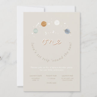 Erster Trip Space Thema 1. Geburtstag Einladung 3
