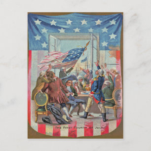 Erster Unabhängigkeitstag-amerikanische Flagge Postkarte