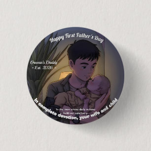 Erster Vatertag Anime Style Nacht  Button
