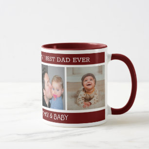 Erster Vatertag Bester Vater je 4 Foto Maroon Tasse