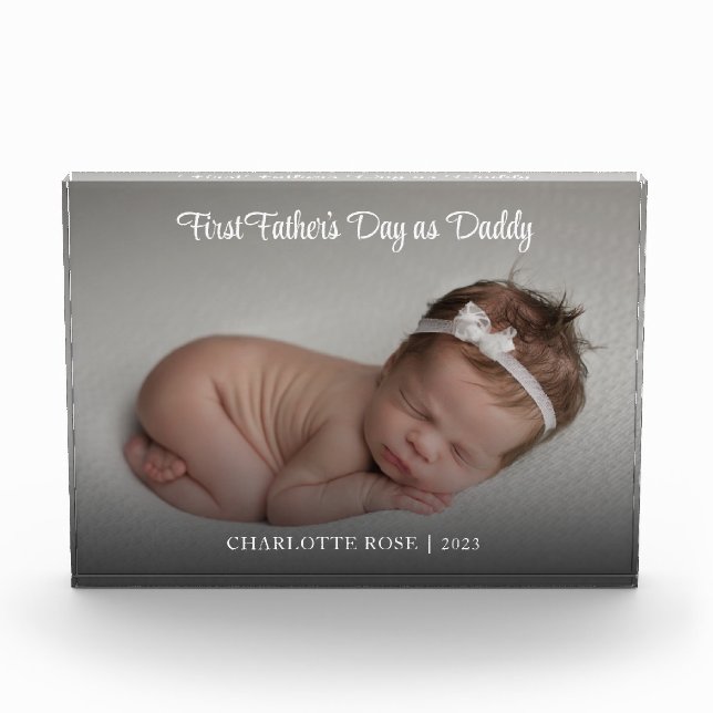 Erster Vatertag New Dad Baby Foto Block (Vorderseite)