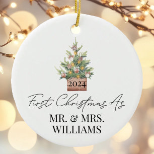 Erster Verheirateter Weihnachtsbaum Keramik Ornament