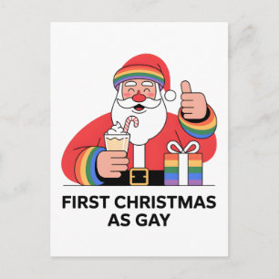 Erster Weihnachten Gay Santa LGBTQ Queer Santa Postkarte