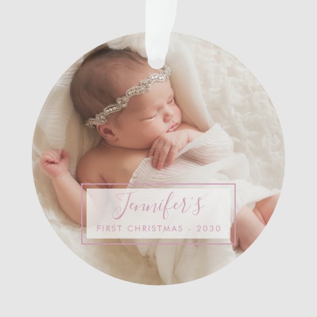 Erster Weihnachtsbaby-Mädchen-Foto-Feiertag Ornament (Vorderseite)