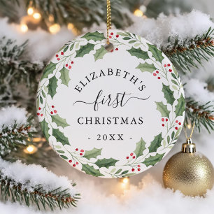 Erster Weihnachtsfloristik-Kranz Keramik Ornament
