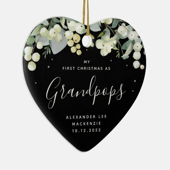 Erster Weihnachtsgroßvater/jedes verwandte Foto Keramik Ornament (Rechts)