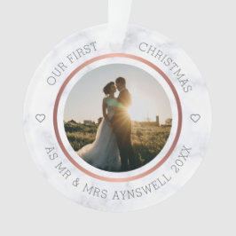 Erster Weihnachtsmann & Foto Elegant Marmor Ornament