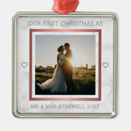 Erster Weihnachtsmann & Foto Elegant Marmor Ornament Aus Metall