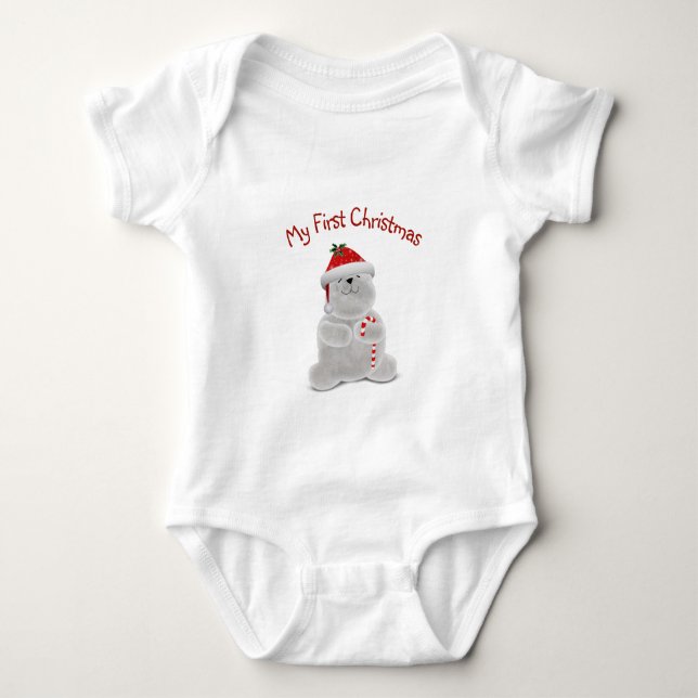 Erster Weihnachtspolar Baby Strampler (Vorderseite)