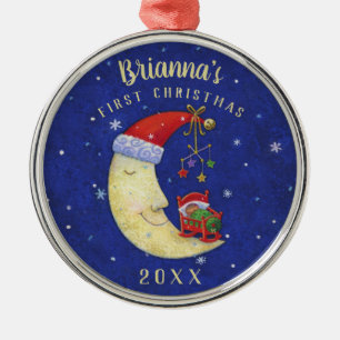 Erster Weihnachtssankt-Mond mit Ornament Aus Metall